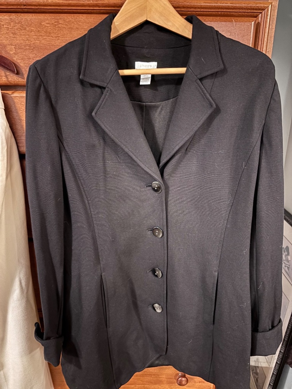 Chico's Black Ponte Knit Blazer Jacket Size 1 (Medium 8-10)